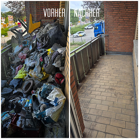 Balkonentrümpelung Vorher/Nachher Ansicht
